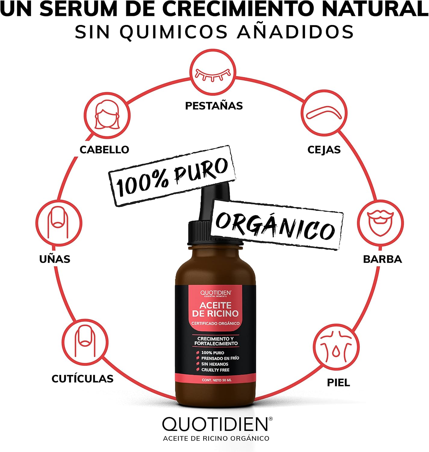 RiciGlow™️ – Aceite de Ricino Orgánico para Pestañas, Cejas y Cabello.